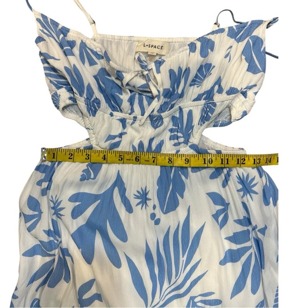 l*space White and Light Blue Floral Maxi Dress with Side Slit - Picture 15 of 15